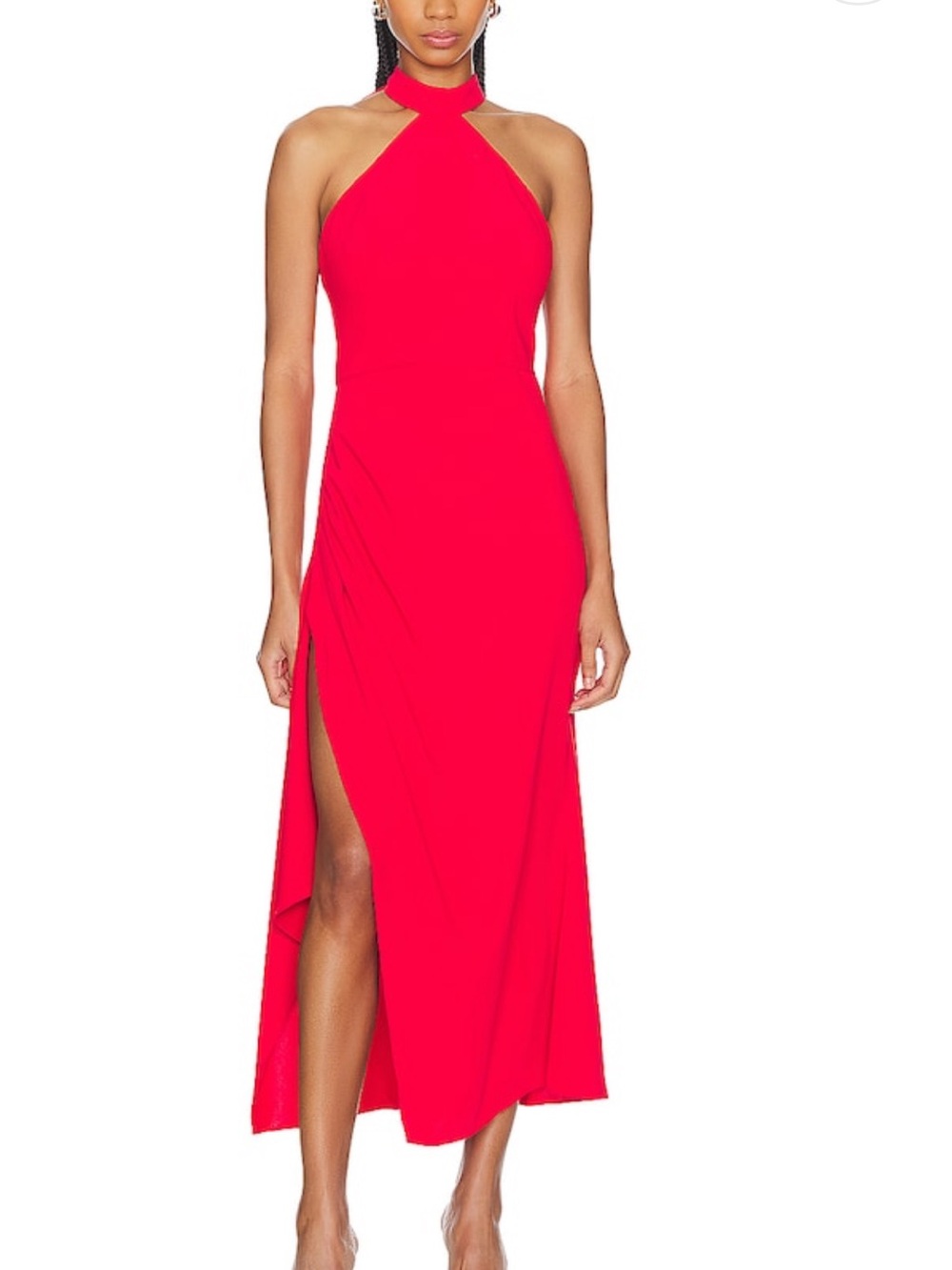NWT Elliott sintra red Halter Neck Red Evening Dress with Side Slit size small
